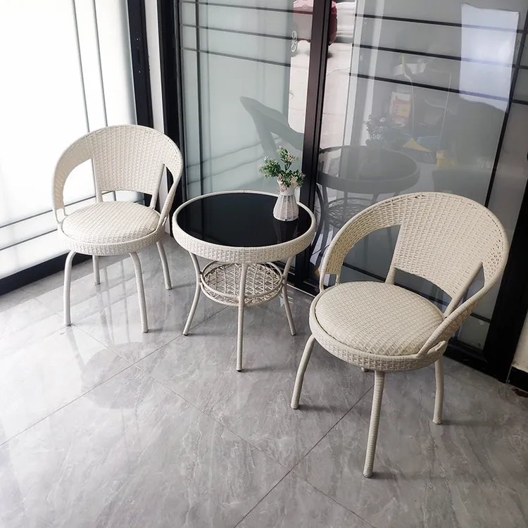 转椅藤椅三件套阳台茶桌椅休闲桌椅藤编靠背椅阳台小茶桌椅三件套