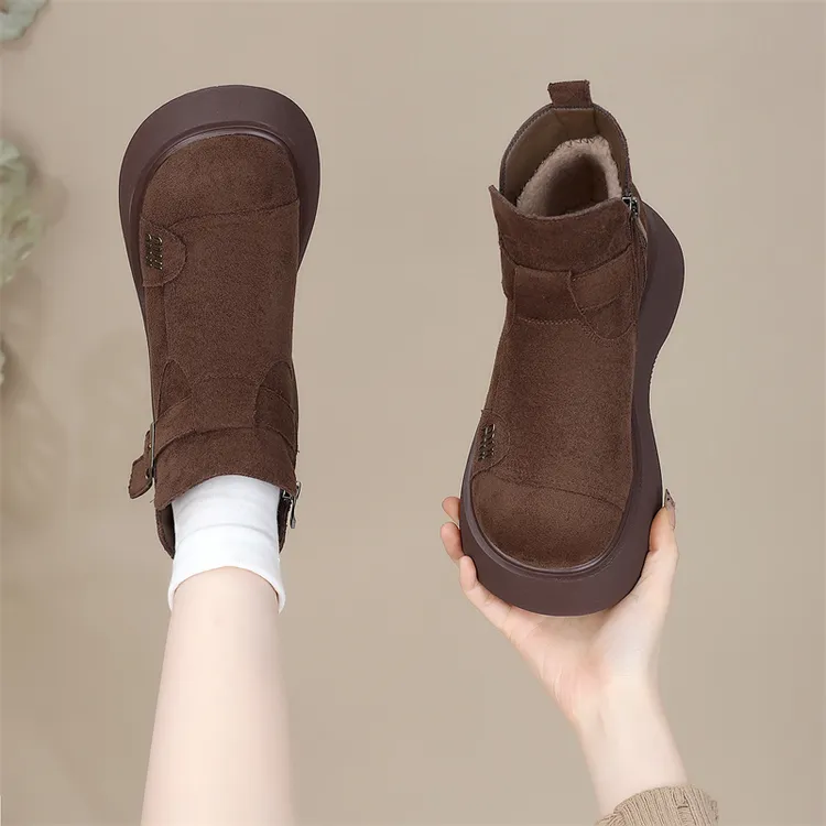 厚底大棉勃肯短靴女2025冬季新款加绒加厚保暖抗寒东北防滑雪地靴