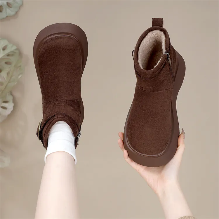 厚底勃肯雪地短靴女2025冬季新加绒加厚防寒保暖东北防滑大棉鞋