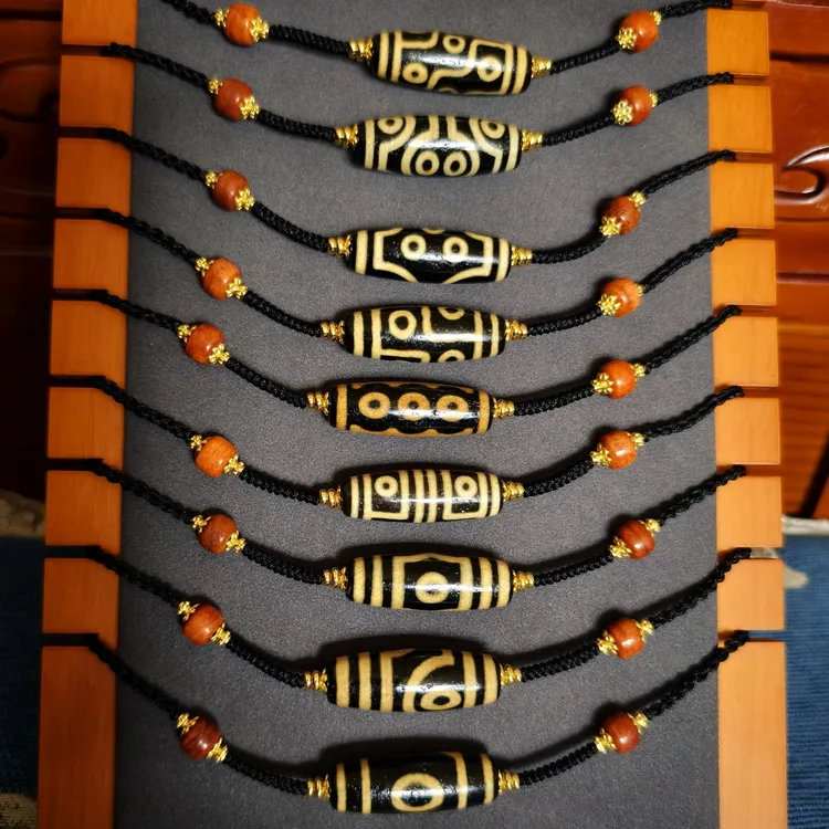 牙黄一眼到九眼锁骨链 毛衣链 吊坠 项链男女同款 民族风