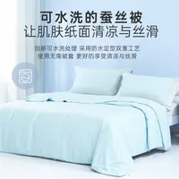 【溶溶】梦洁家纺 凉感蚕丝莱赛尔复合夏被：岚风（蓝） 200*230 fd