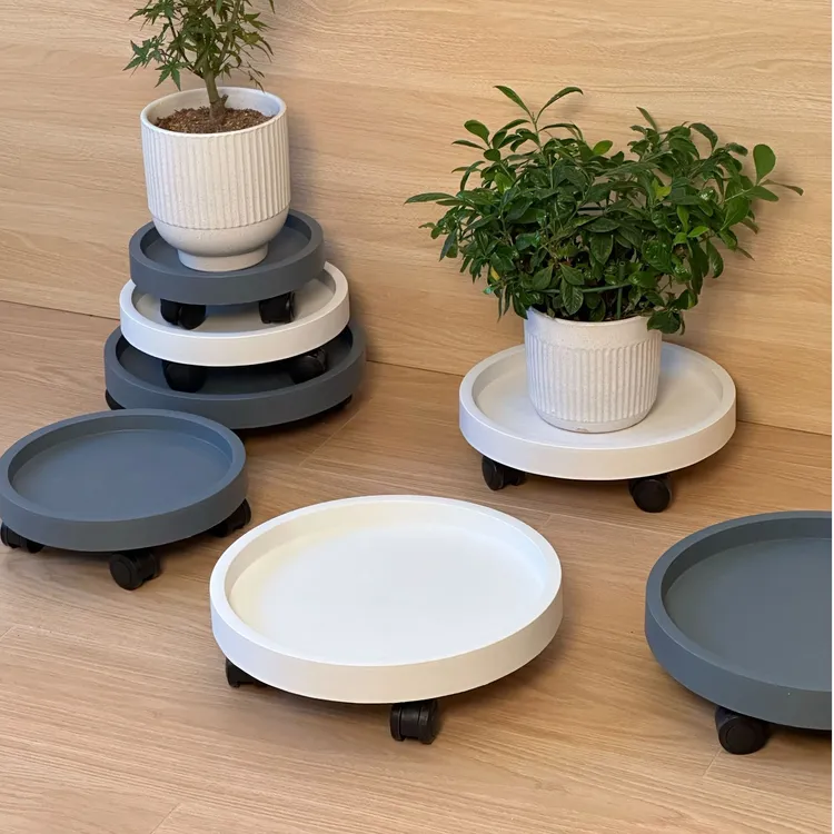 卉馨加厚钢化花盆托盘底座承重强花盆底座托盘带轮子透气养花通用