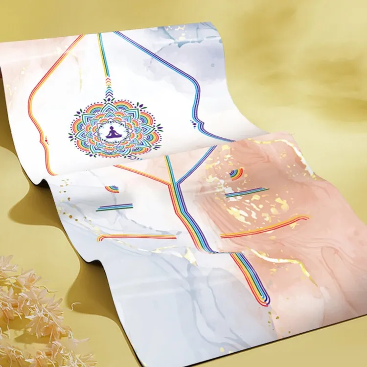 加宽80厘米橡胶防滑彩印彩虹垫土豪PU防滑吸汗瑜伽垫拜日式