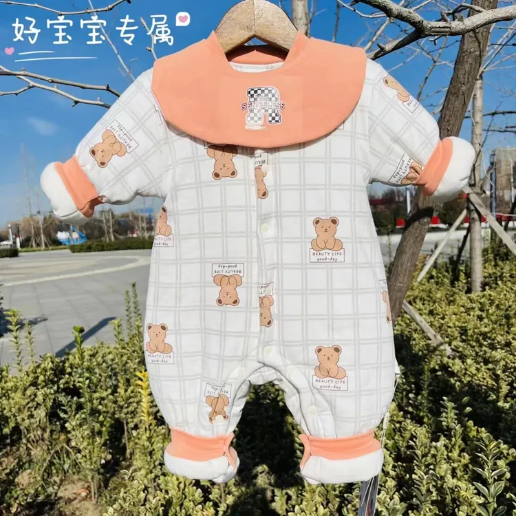 【棉衣】加厚500克棉花衣婴儿碎花幼儿红色新生儿满印婴童百天冬季