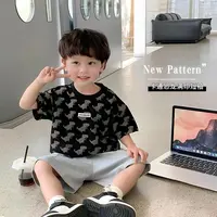 DEYAO/得遥满印恐龙儿童男童t恤短袖夏季帅气夏装男女宝宝上衣ins