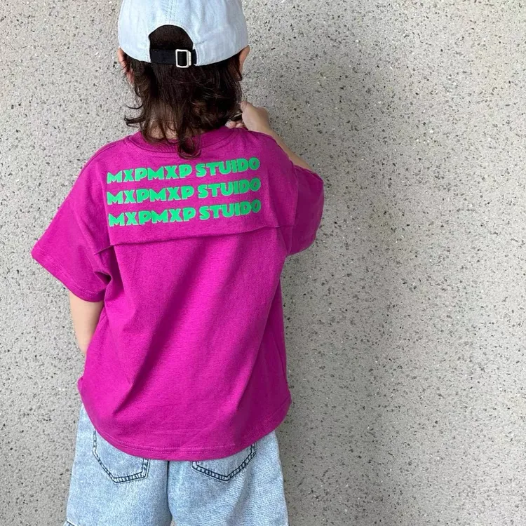 DEYAO/得遥潮款男童夏装上衣新款儿童夏款洋气半袖男孩夏季百搭ol