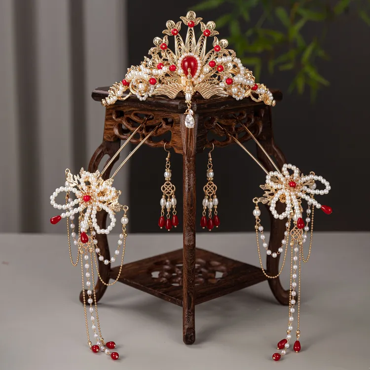 古风汉服发饰全套明制塞外秋风大气古典秀禾头饰发冠发簪步摇套装