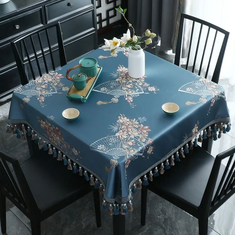 中式桌布正方形八仙桌茶几台布高级感方桌餐桌布布艺麻将桌布盖布