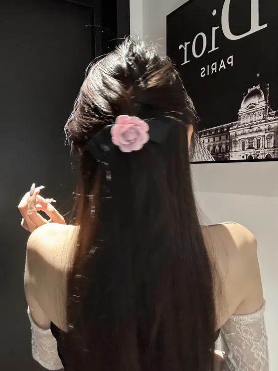 秋冬甜美温柔气质高级山茶花玫瑰花蝴蝶结简约发夹法式名媛新款女