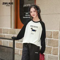 女童长袖冬款加绒【腊肠狗】T恤圆领宽松保暖内搭上衣（24301324）1