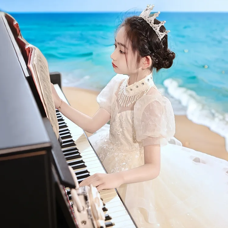 女童洋气礼服花童婚礼主持人走秀公主裙小女孩长裙儿童夏季连衣裙