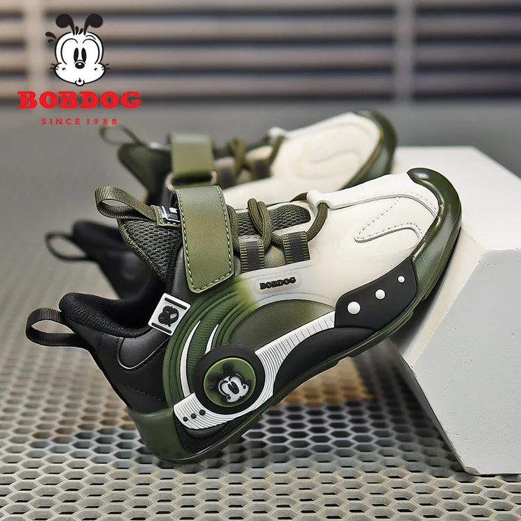 巴布豆男童鞋子2025春秋新款休闲男孩皮面软底防滑耐磨儿童运动鞋