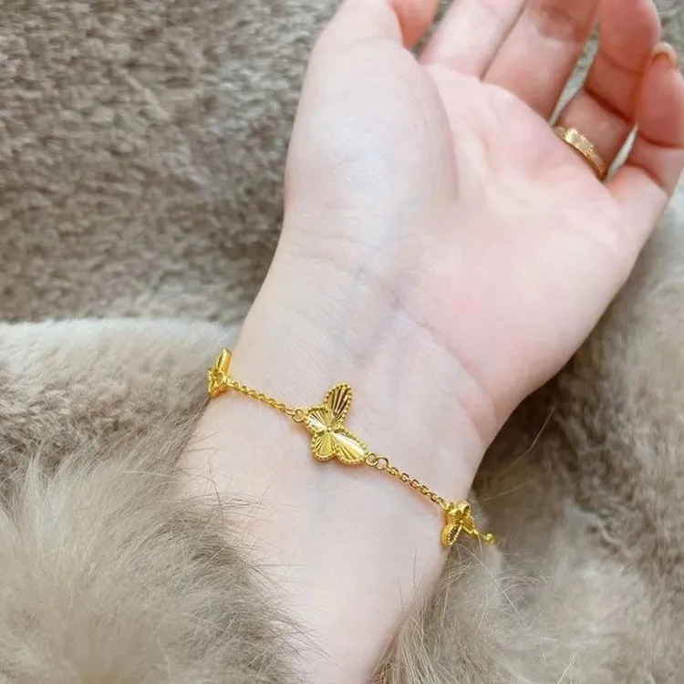 黄铜手链 百搭时尚气质蝴蝶流苏手链女士精致仙女闺蜜情人节礼物