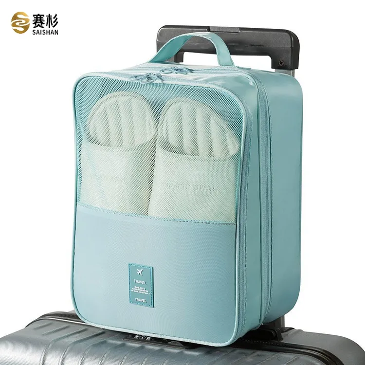 新款斜纹防水旅行收纳三层鞋包牛津布鞋包收纳包袋外出旅行鞋袋