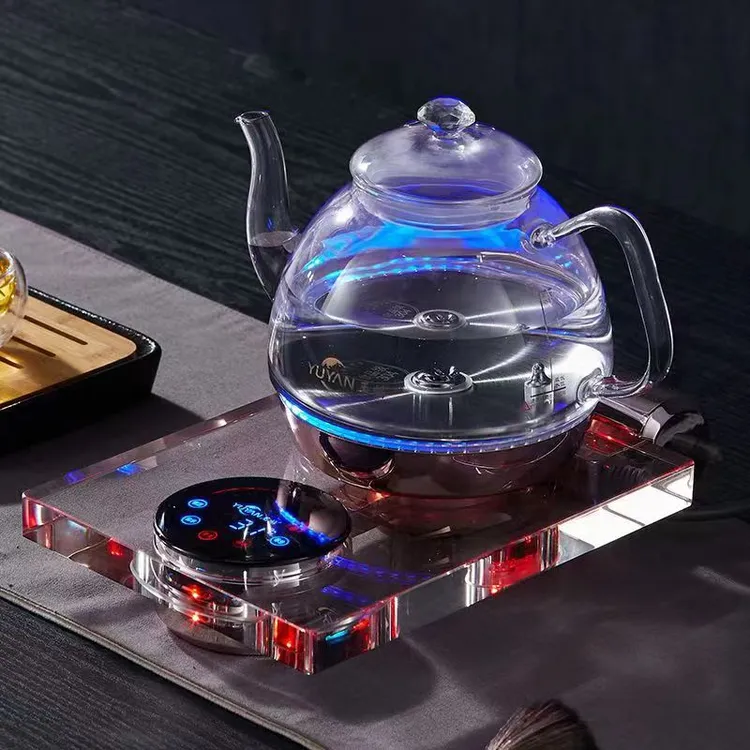 智能全自动底部上水电热水晶烧水壶玻璃透明家用泡茶台式小型恒温