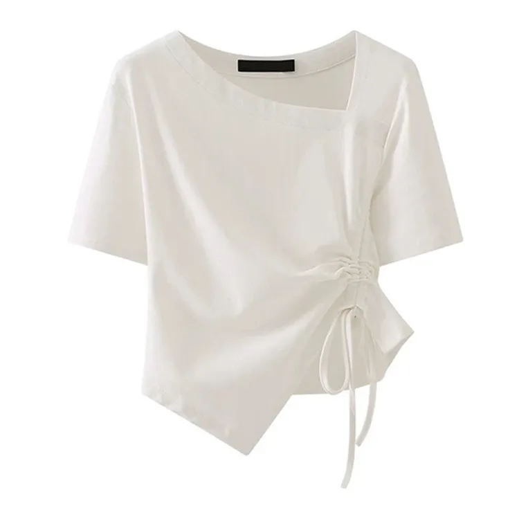 2024新款短款短袖设计女士显瘦夏季百搭小众不规则上衣紧身ins潮