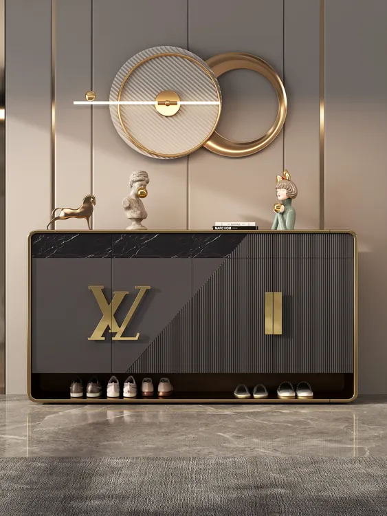 轻奢鞋柜实木简约入户门厅柜高端后现代玄关柜储物柜大容量靠墙柜