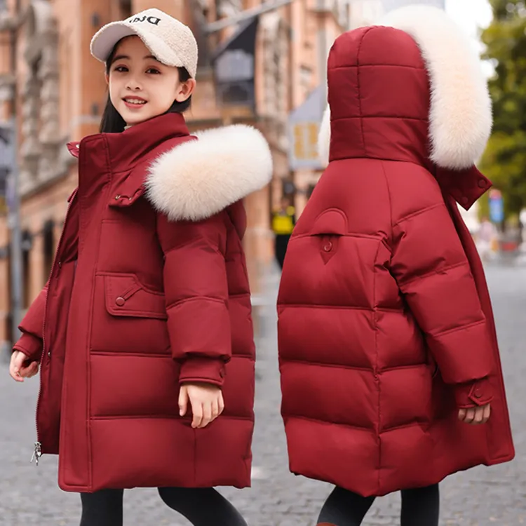 巴拉赫中大童儿童羽绒服女童中长款加厚2025新款韩版女孩冬季外套