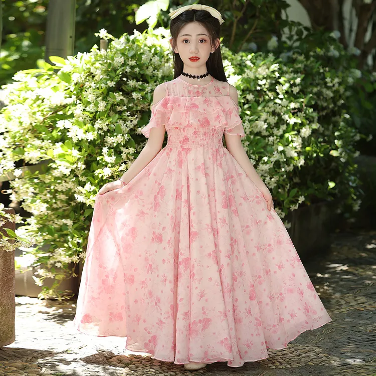 女童连衣裙夏装2025新款儿童洋气碎花公主裙子女孩夏季长款沙滩裙