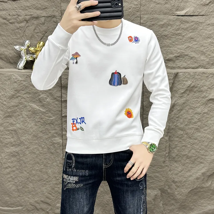 VARSACIVIP/瓦萨琪贵宾刺绣潮牌卫衣时尚修身百搭休闲男士秋冬款