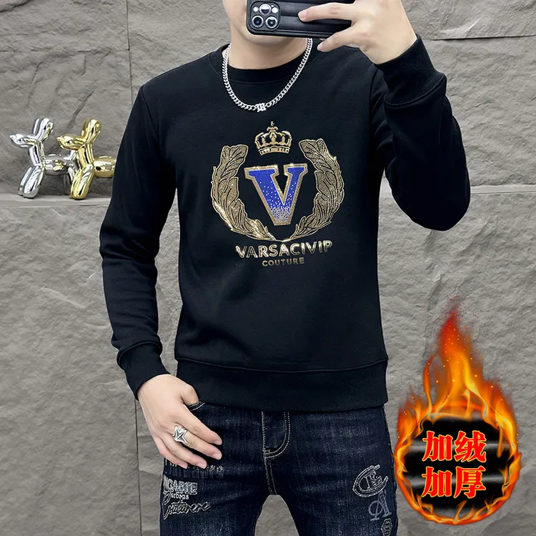 VARSACIVIP/瓦萨琪贵宾加绒卫衣秋冬男士轻奢百搭休闲圆领正品