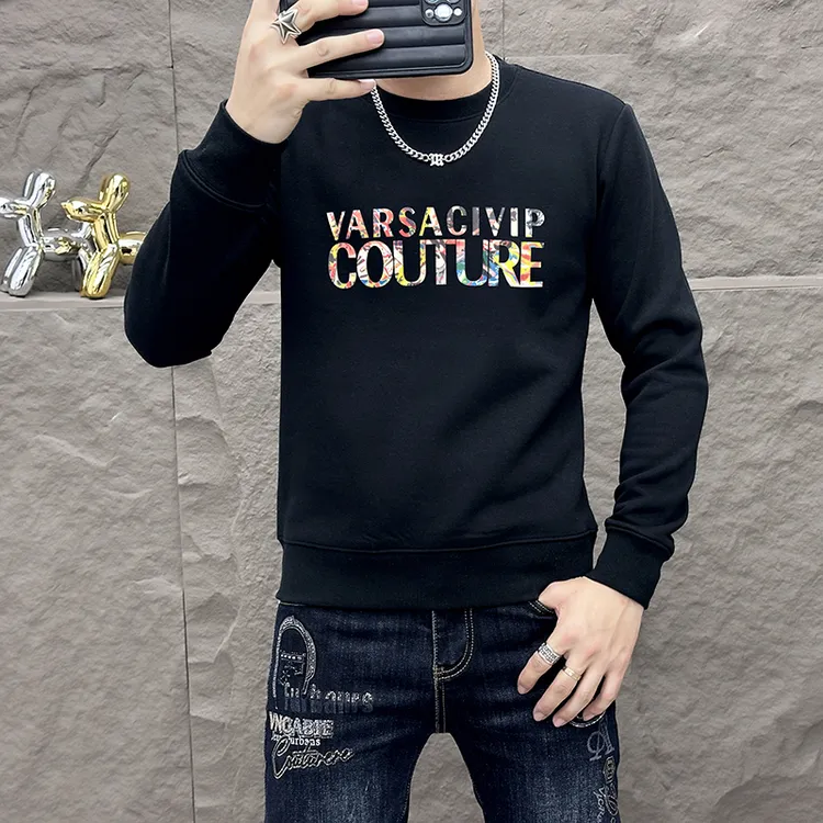 VARSACIVIP/瓦萨琪贵宾秋冬卫衣男欧版轻奢修身百搭休闲字母外套