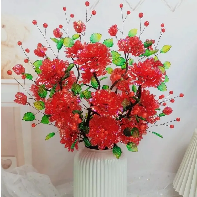 【达人推荐】炫彩牡丹花DIY手工材料包中桌摆（不含花瓶）