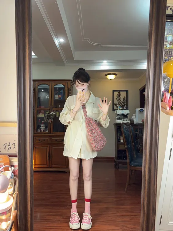 2024夏季糖果少女休闲衬衫防晒宽松薄款长袖衬衫百搭休闲风