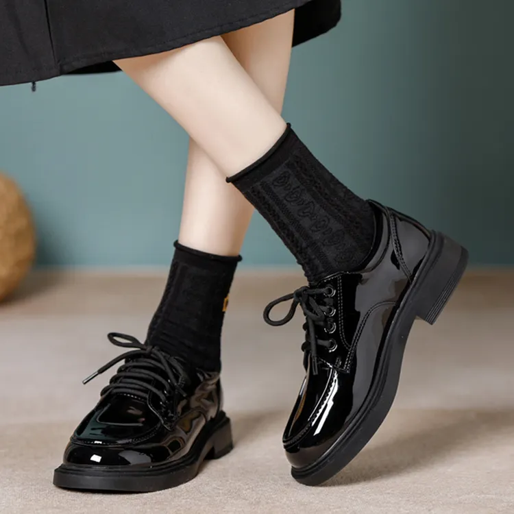 真皮乐福鞋女百搭2025春季新款鞋子黑色JK单鞋系带休闲英伦小皮鞋