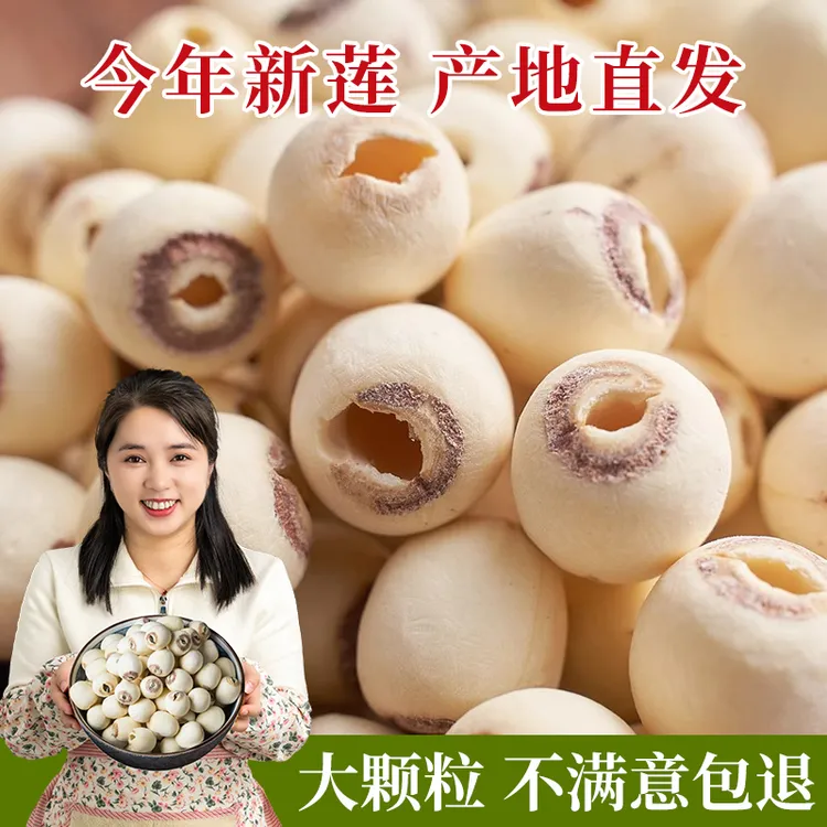 精选正宗湘潭莲子大颗白莲500g磨皮去芯红皮带芯干货煮粥煲汤250g