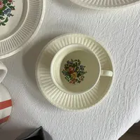 【瑕疵】160ml 中古浮雕团花咖啡杯碟 杯8.2×6.5cm 碟14.8×2.3cm
