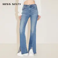 【贤哥专享】Miss Sixty春季新款牛仔裤女复古微喇开衩显瘦磨破百搭
