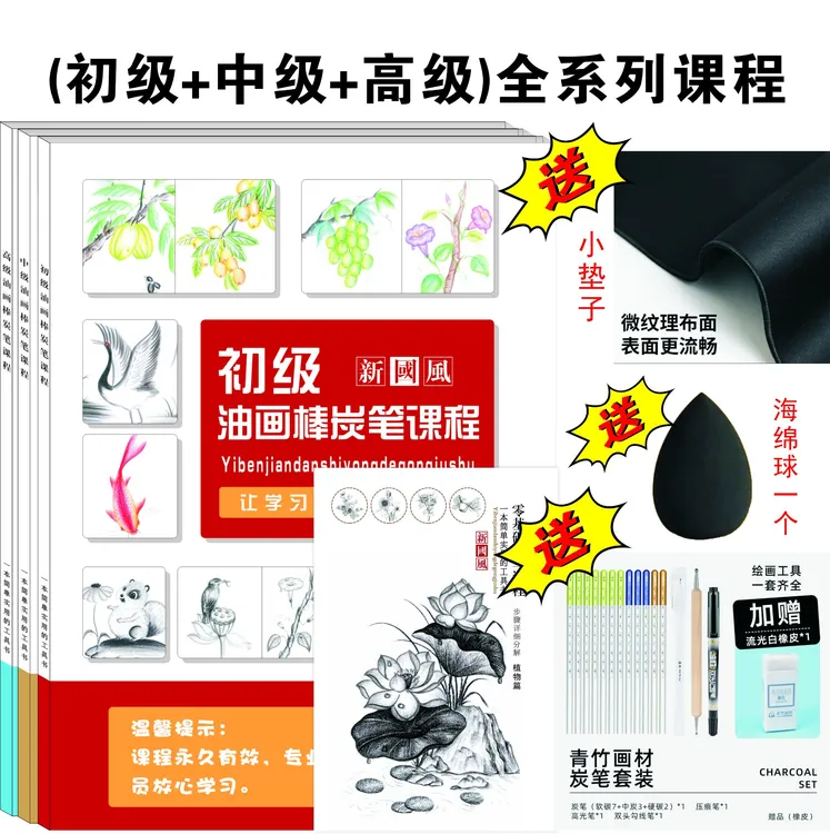 【老师推荐】青竹画材炭笔套装新型绘画炭笔风景水墨画画工具