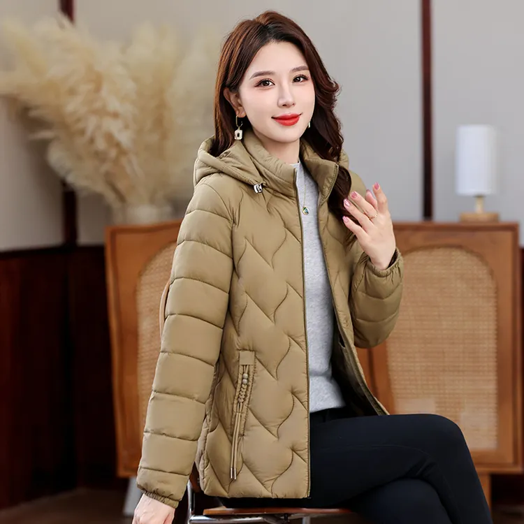 连帽棉服外套女士休闲百搭款秋冬棉衣时尚冬季9862