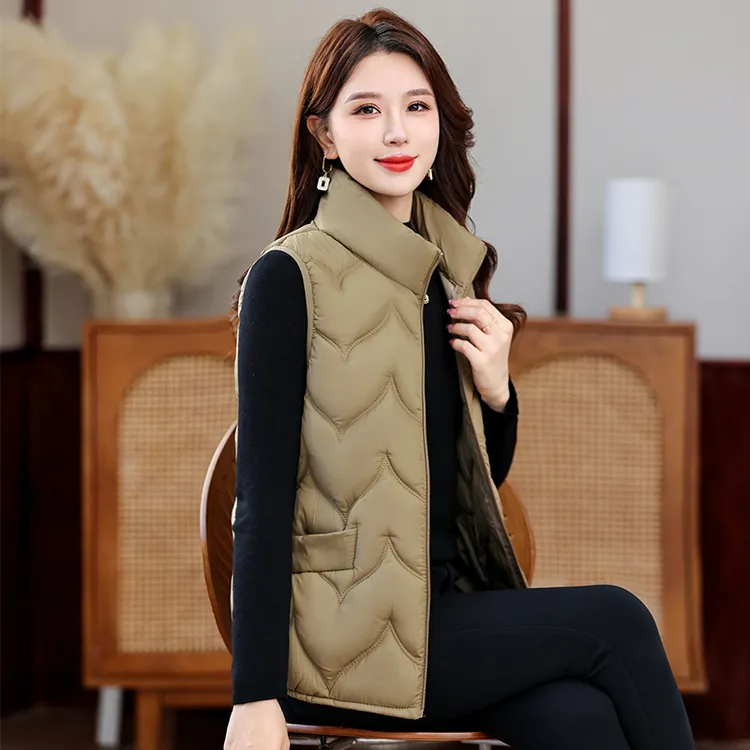 棉服马夹女士秋冬季小坎肩马甲修身休闲百搭时尚9823-1