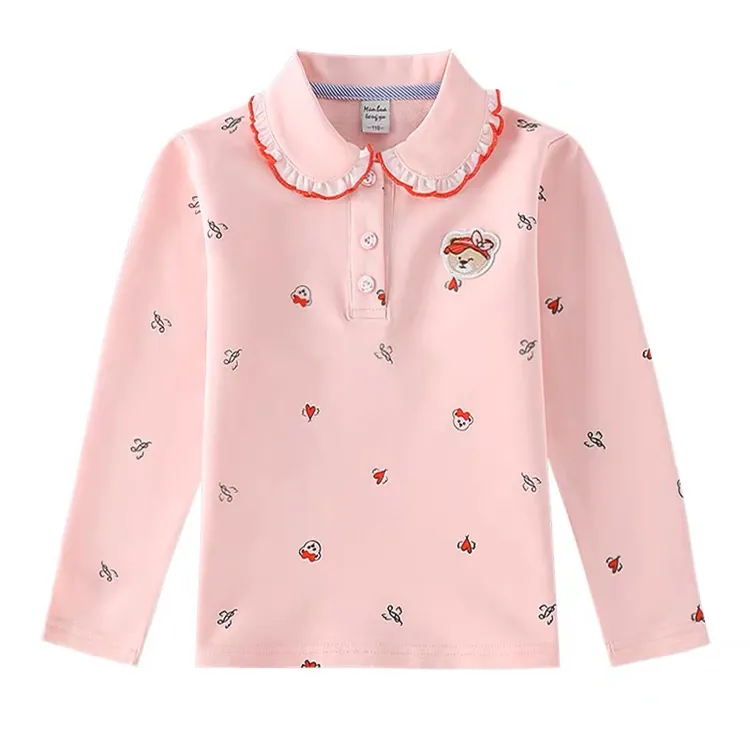 打底衫女童长袖T恤春秋女宝娃娃衫儿童洋气翻领上衣女孩秋季童装