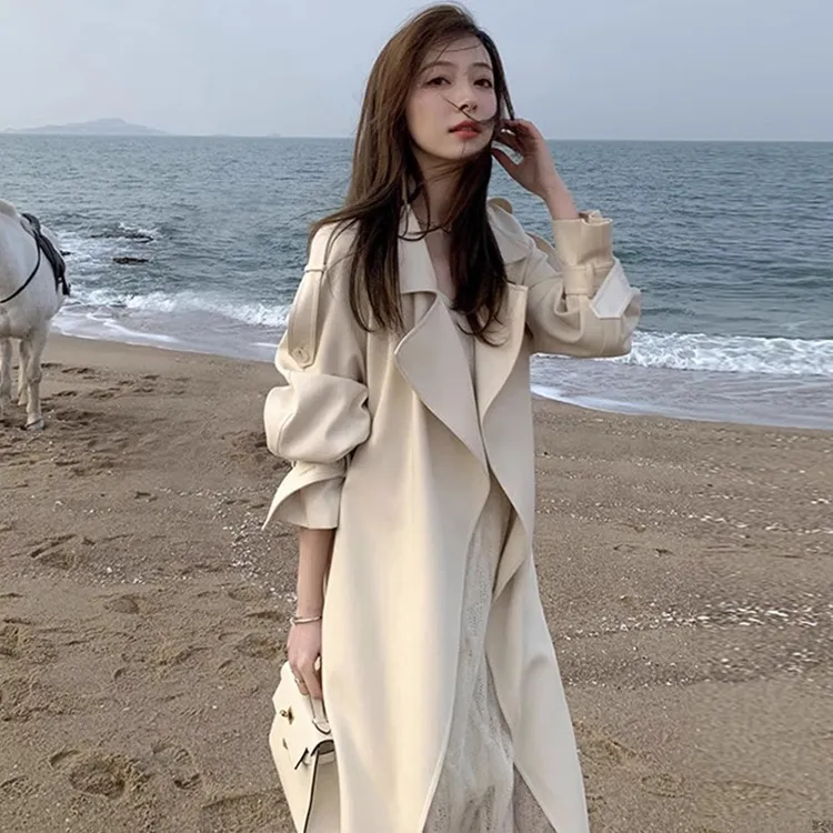 今年流行中长款米白色风衣外套女春秋款2024年新款小个子英伦休闲