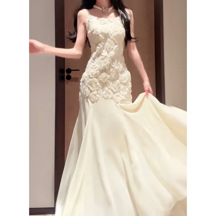 GJFDGood Job【织花台】法式刺绣立体玫瑰吊带裙轻奢气质包臀鱼尾裙