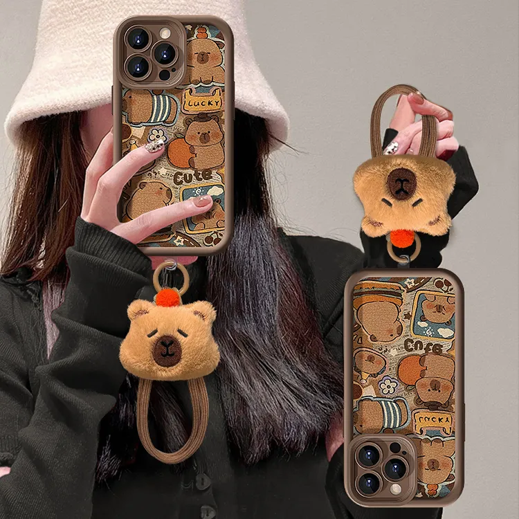 卡皮巴拉适用苹果华为vivo女oppo小米iPhone16天眼羊皮卡通手机壳