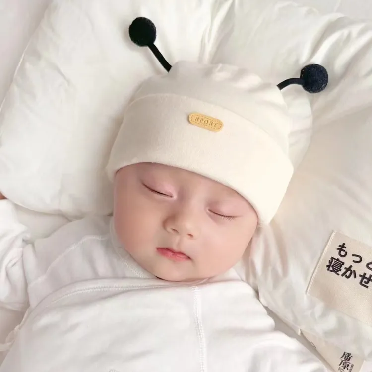 新生婴儿纯棉帽子秋冬款0一3个月初生胎帽婴幼儿男女宝宝套头帽