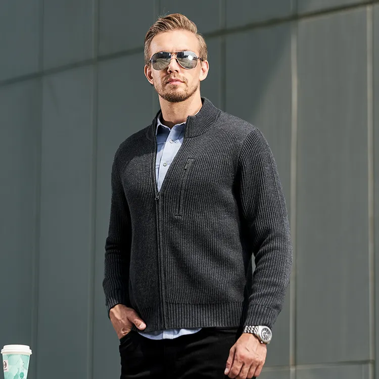 【龙牙】隐毫美丽诺羊毛开衫毛衣保暖外套男装休闲男秋冬上衣羊毛衫