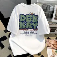 jtrt美式设计感小众字母印花短袖t恤男夏季潮牌宽松重磅半袖上衣 