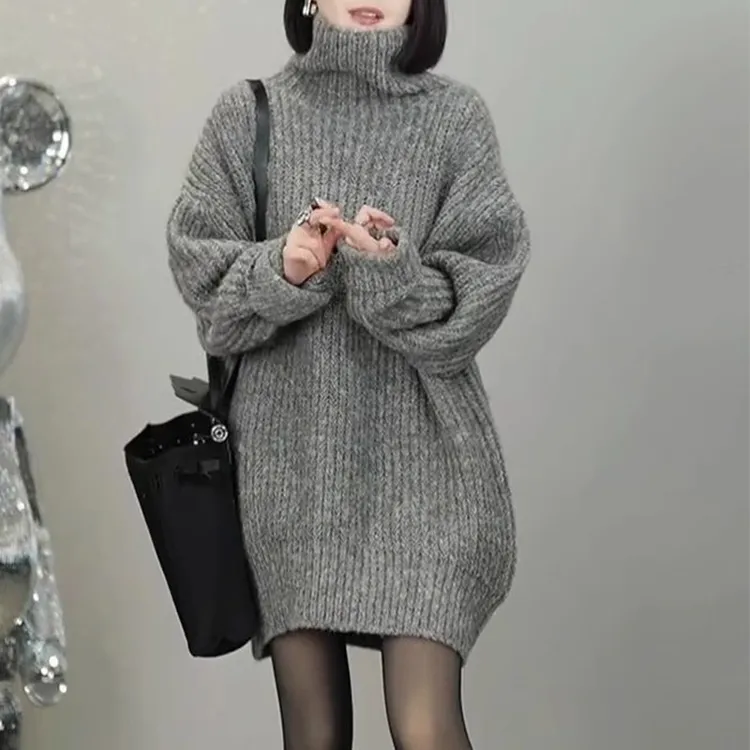 春季通勤女装高级感新款高档大码纯色毛针织衫宽松保暖休闲上衣