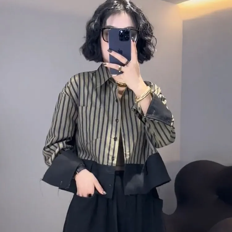 春季长袖独特漂亮衬衫2026年轻奢时尚条纹高级感上衣宽松显瘦女装