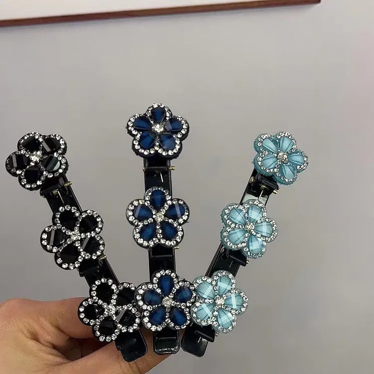 新款五瓣梅花双层编发发夹碎发整理夹盘发边夹发饰边夹