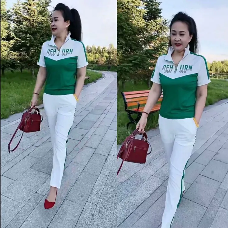 冰丝运动服套装女夏天薄款2023年新款洋气减龄时尚大码休闲两件套