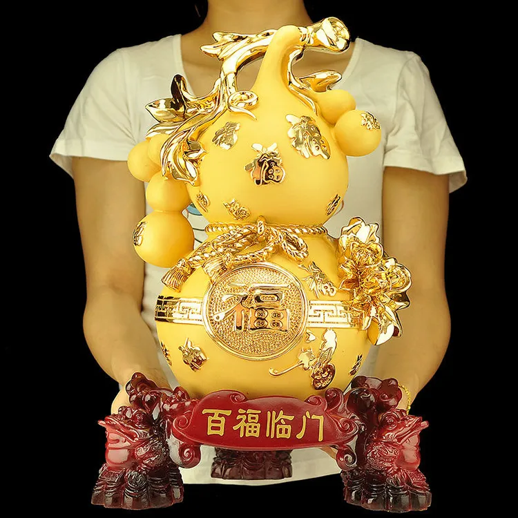 葫芦摆件沙金色招财金蟾家居摆设貔貅创意客厅乔迁大号开业礼品