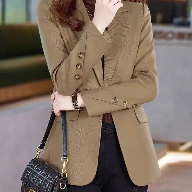 春秋新款西装外套女高级感修身气质小个子休闲百搭小西服上衣