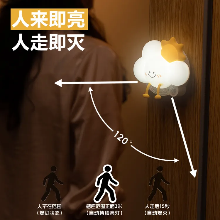 小夜灯人来即亮感应灯磁吸式感应夜灯人走即灭创意无线节能睡眠灯