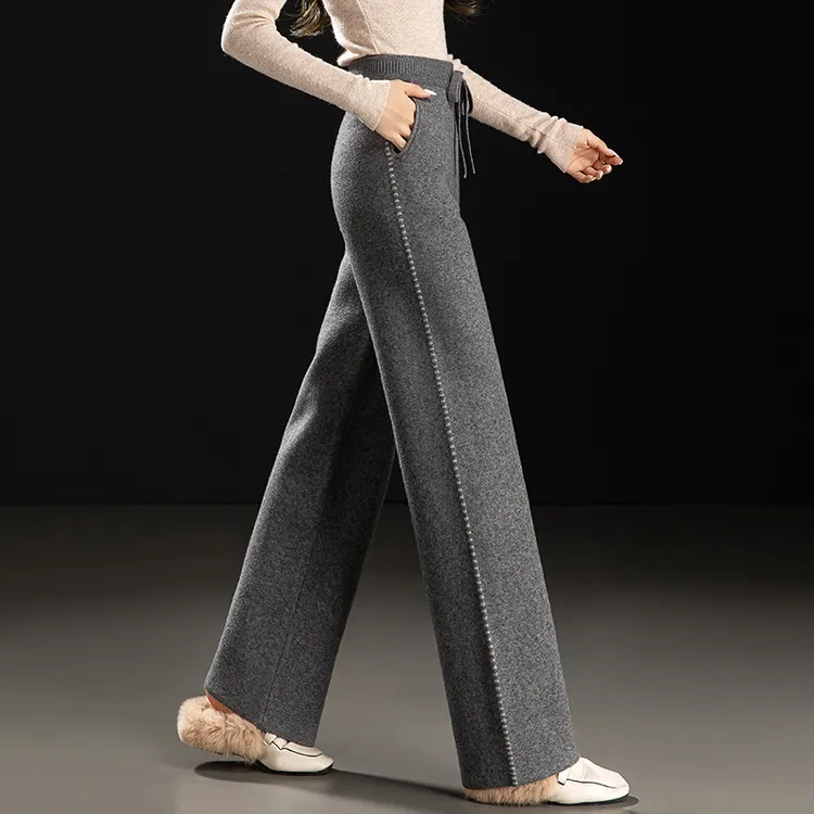 品牌撤柜正品2025秋冬新款爆款羊毛裤女外穿时尚窄版阔腿裤高腰